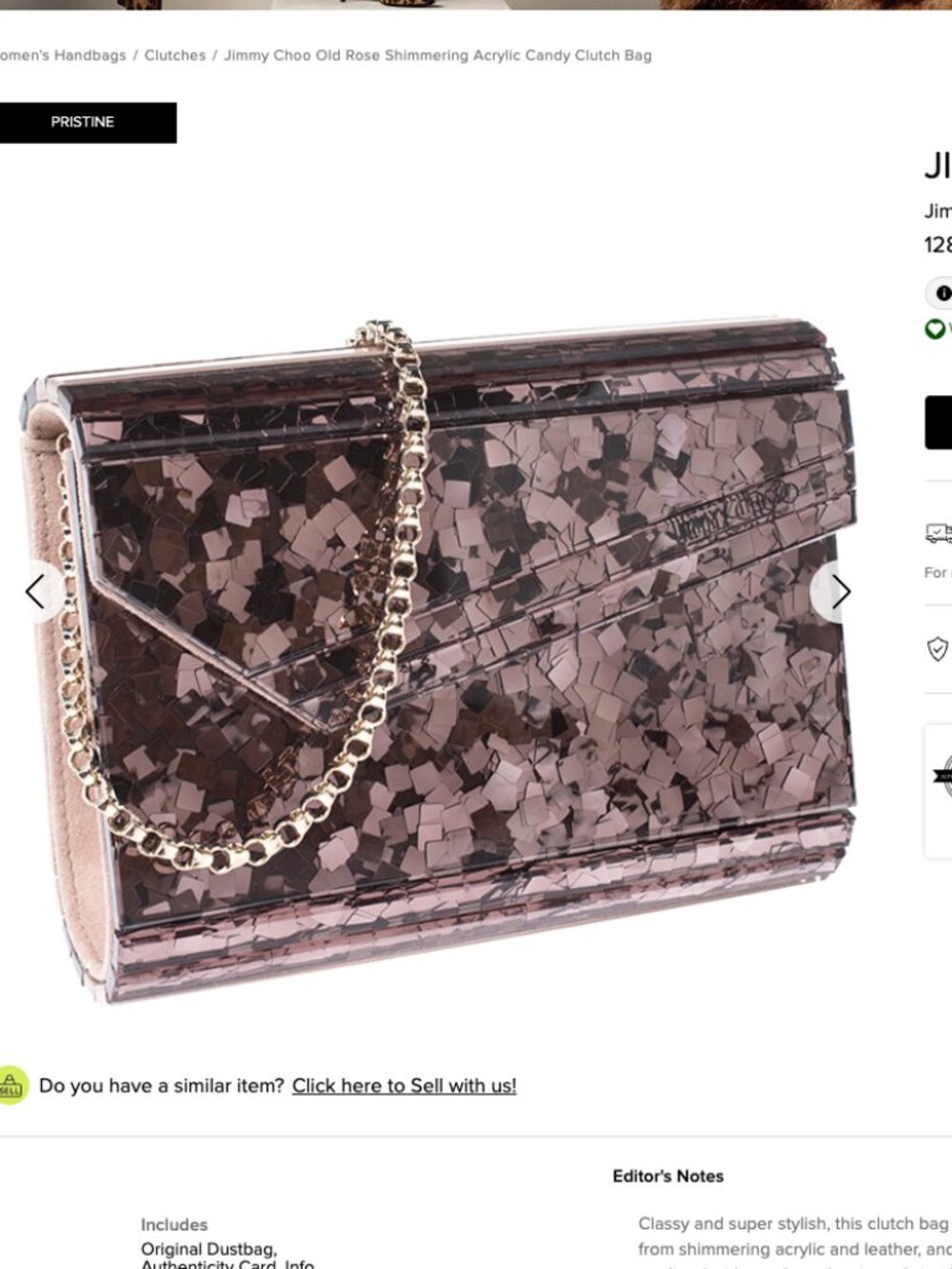 Jimmy Choo Old purple Shimmering Acrylic Candy Clutch Bag which chain